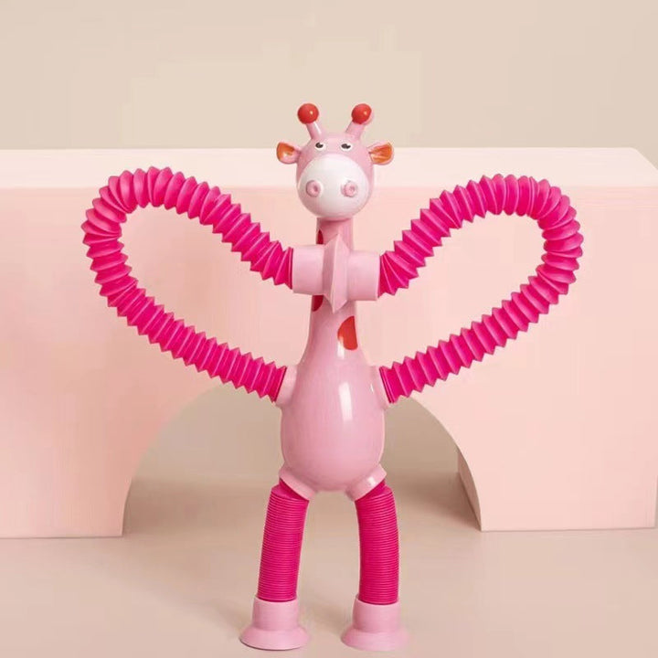 Flexible Giraffe Toy with Suction Cup - StretchyGiraffe-Pink-Without Lights-Nora Luxe