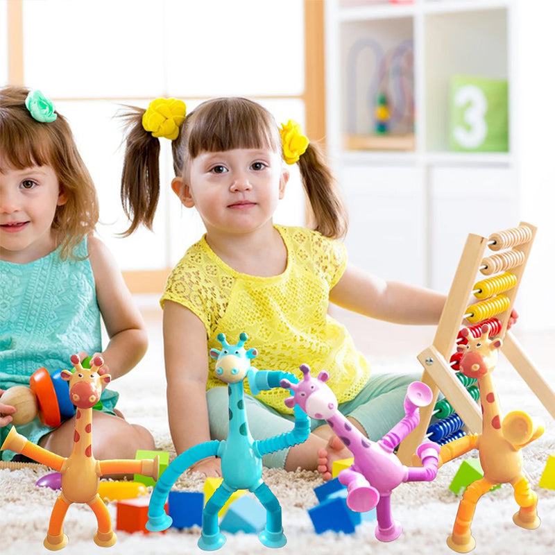 Flexible Giraffe Toy with Suction Cup - StretchyGiraffe-Pink-Without Lights-Nora Luxe