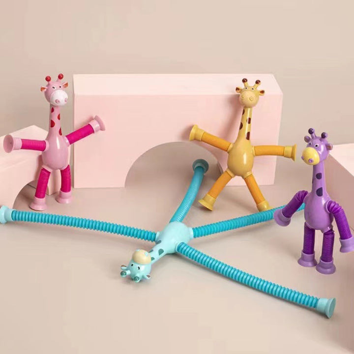 Flexible Giraffe Toy with Suction Cup - StretchyGiraffe-Pink-Without Lights-Nora Luxe