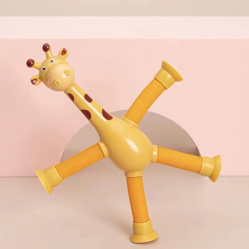 Flexible Giraffe Toy with Suction Cup - StretchyGiraffe-Pink-Without Lights-Nora Luxe