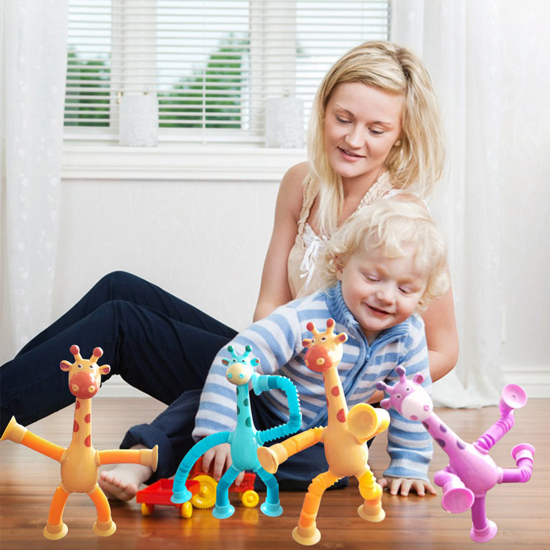 Flexible Giraffe Toy with Suction Cup - StretchyGiraffe-Pink-Without Lights-Nora Luxe
