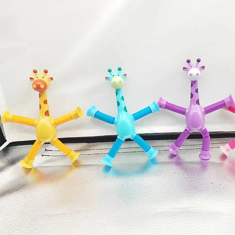 Flexible Giraffe Toy with Suction Cup - StretchyGiraffe-Pink-Without Lights-Nora Luxe