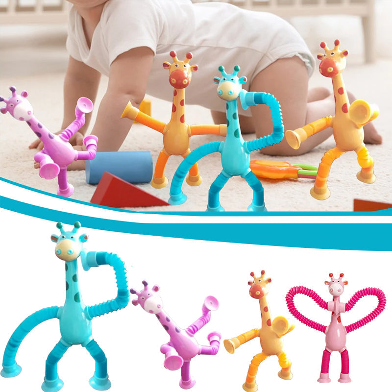 Flexible Giraffe Toy with Suction Cup - StretchyGiraffe-Pink-Without Lights-Nora Luxe