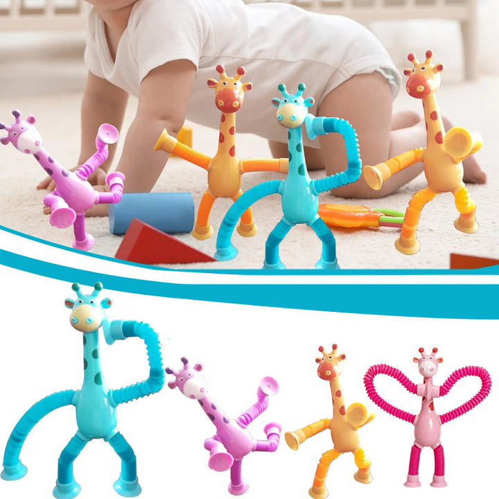 Flexible Giraffe Toy with Suction Cup - StretchyGiraffe-Pink-Without Lights-Nora Luxe