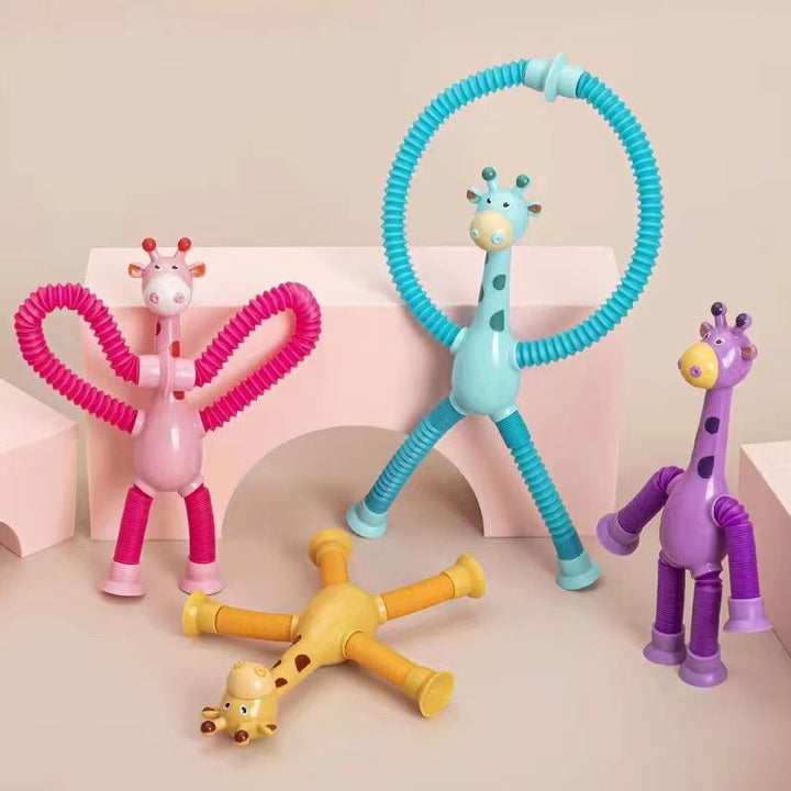 Flexible Giraffe Toy with Suction Cup - StretchyGiraffe-Pink-Without Lights-Nora Luxe