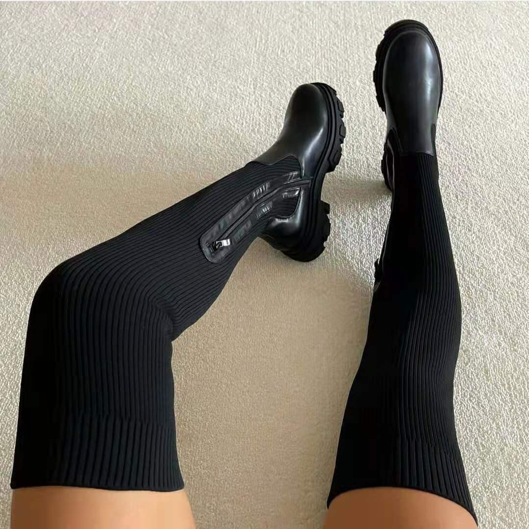 Flexible High Boots with Zipper - Nova-Black-4.0-Nora Luxe