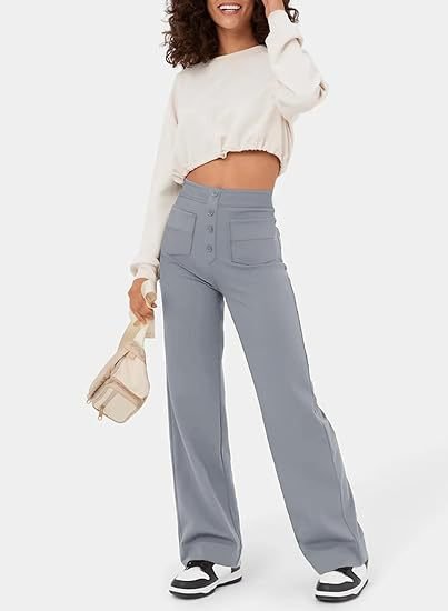 Flexible High-Waisted Trousers - Luna-Gray-S (36)-Nora Luxe