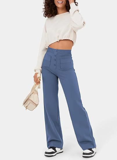 Flexible High-Waisted Trousers - Luna-Light Blue-S (36)-Nora Luxe