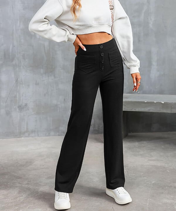 Flexible High-Waisted Trousers - Luna-Stone Green-S (36)-Nora Luxe
