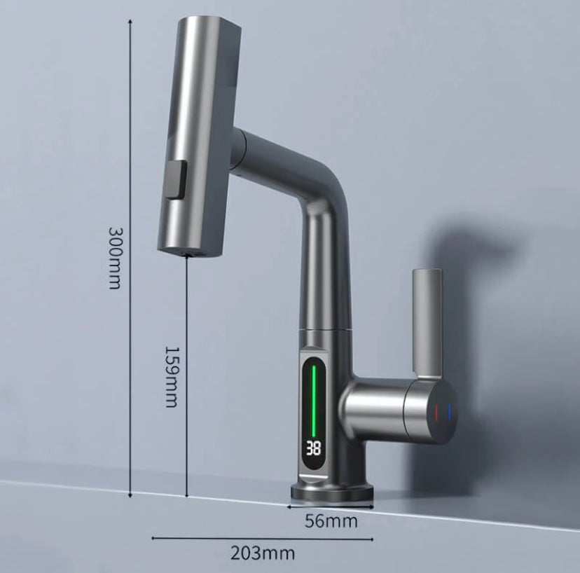 Flexible Water Tap - WaterMaster-Black with display-Nora Luxe