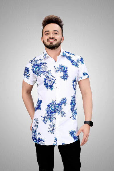 Floral short-sleeved summer shirt for men – Fabrizio-XS-Nora Luxe