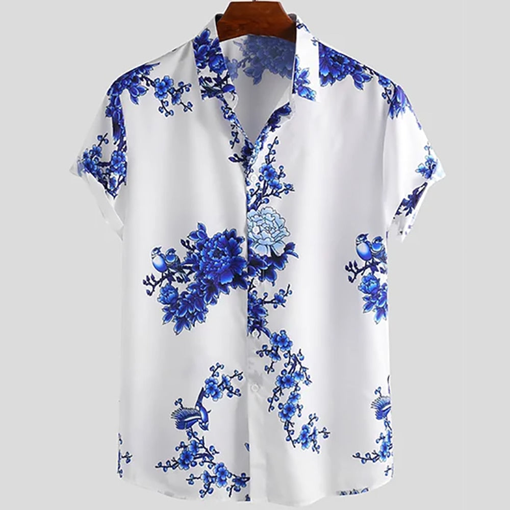 Floral short-sleeved summer shirt for men – Fabrizio-XS-Nora Luxe