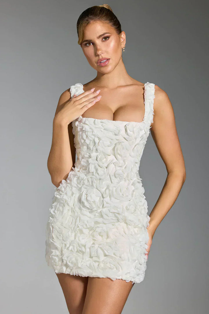 Flower Corset Mini Dress - Flower-White-XS-Nora Luxe