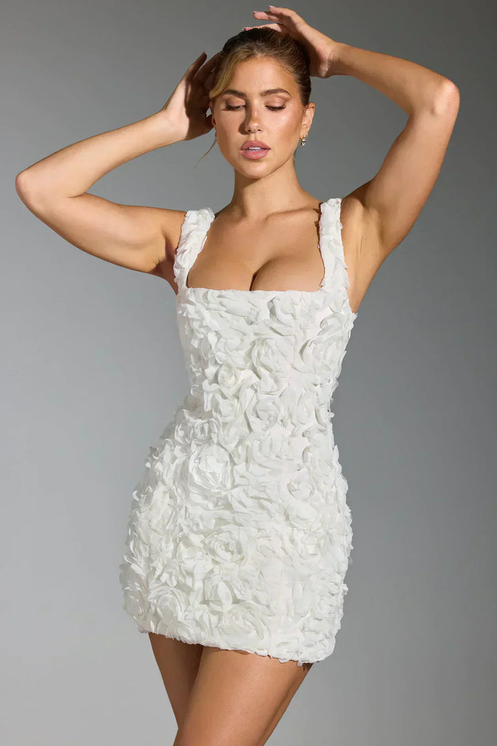 Flower Corset Mini Dress - Flower-White-XS-Nora Luxe