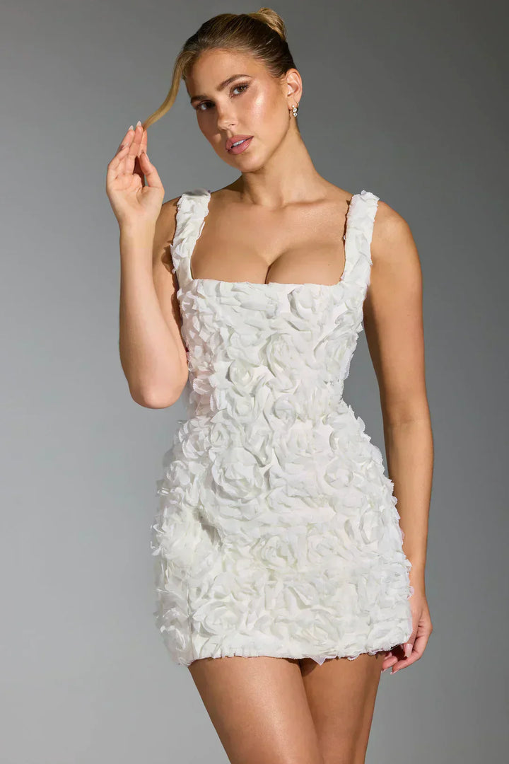Flower Corset Mini Dress - Flower-White-XS-Nora Luxe