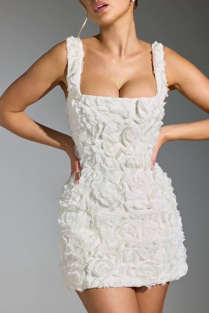 Flower Corset Mini Dress - Flower-White-XS-Nora Luxe