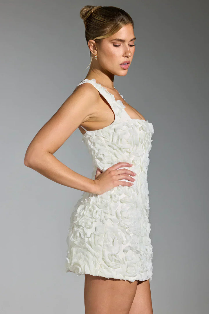 Flower Corset Mini Dress - Flower-White-XS-Nora Luxe
