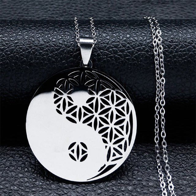 Flower Necklace | Stainless Steel Life Flower Pendant-Nora Luxe