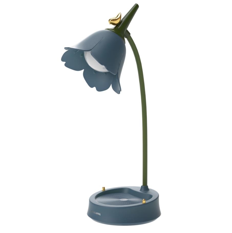Flower-Shaped Desk Lamp - LumaPetal-Blue-Nora Luxe