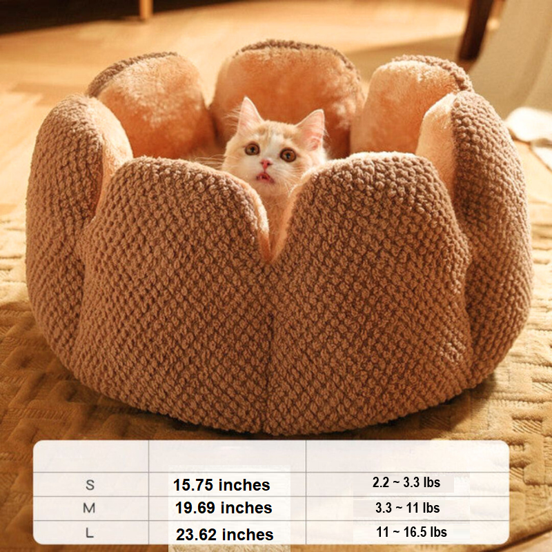 Flower-Shaped Pet Bed - PetBloom-Gray-S (15.75 inches)-Nora Luxe