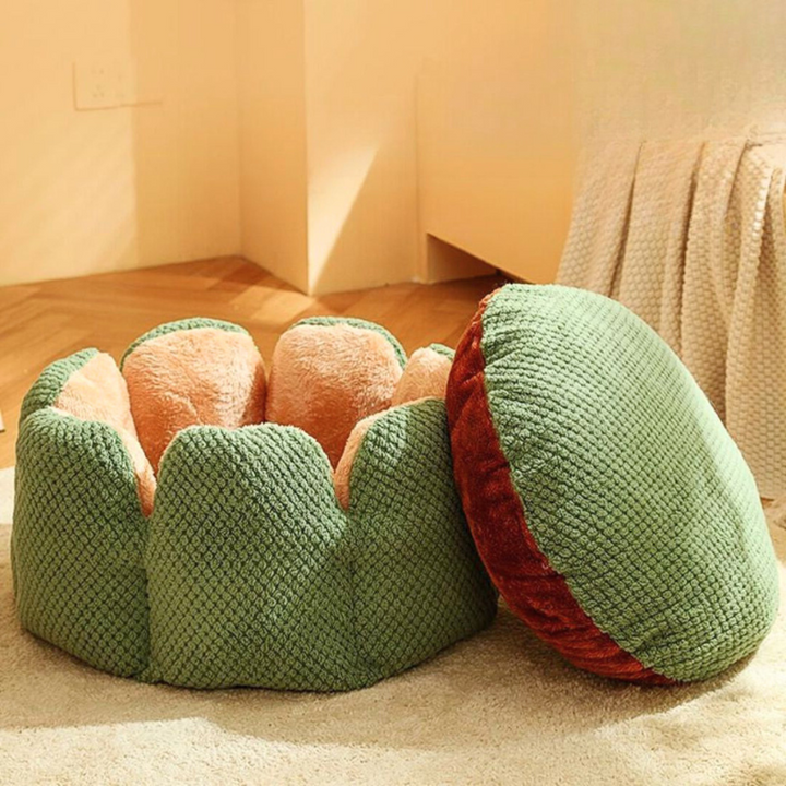 Flower-Shaped Pet Bed - PetBloom-Gray-S (15.75 inches)-Nora Luxe
