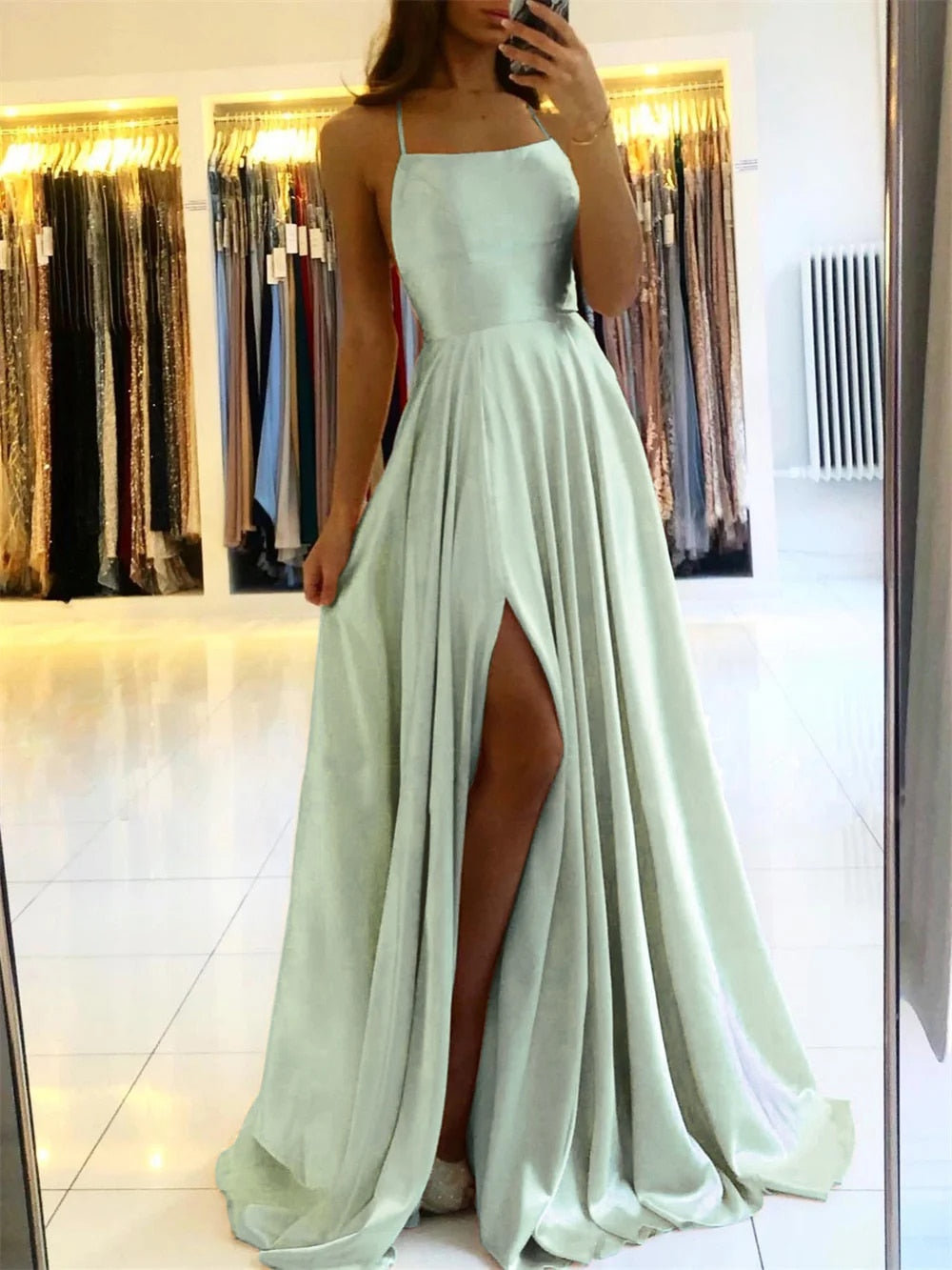 Flowing maxi dress with side slit - Sophie-Green-S-Nora Luxe
