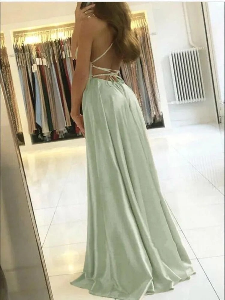 Flowing maxi dress with side slit - Sophie-Pink-S-Nora Luxe