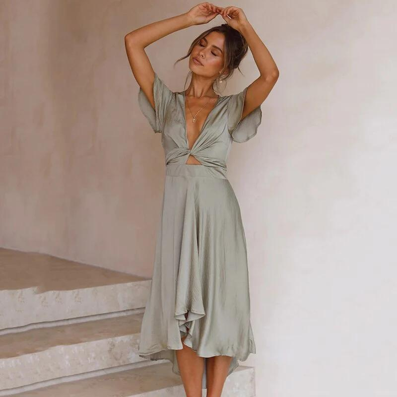 Flowing Vintage Summer Dress – Juliette-Orange-S-The Livary