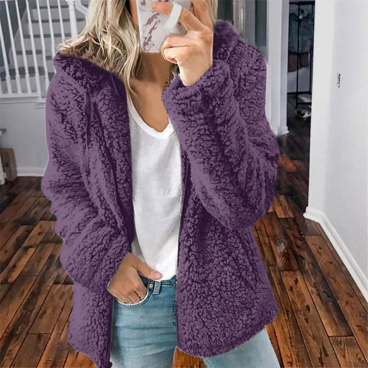 Fluffy Ladies' Jacket with Hood - Sofia-Pink-S-Nora Luxe