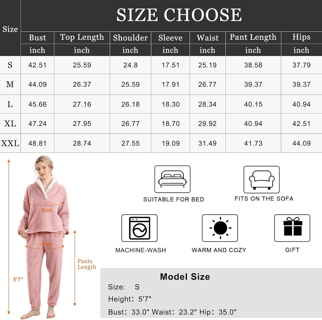 Fluffy Pajama Set for Women - CozyPlush-Dark blue-S-Nora Luxe