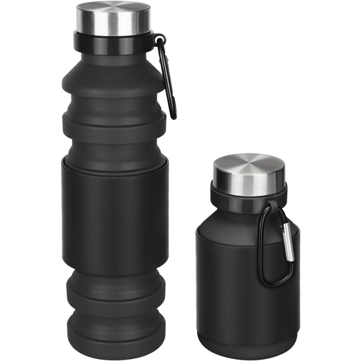 Foldable Shockproof Water Bottle-Black 500 ml-Nora Luxe