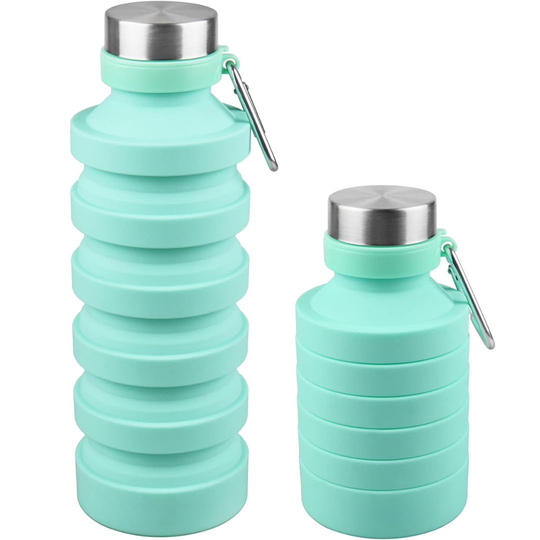 Foldable Shockproof Water Bottle-Mint green 800 ml-Nora Luxe