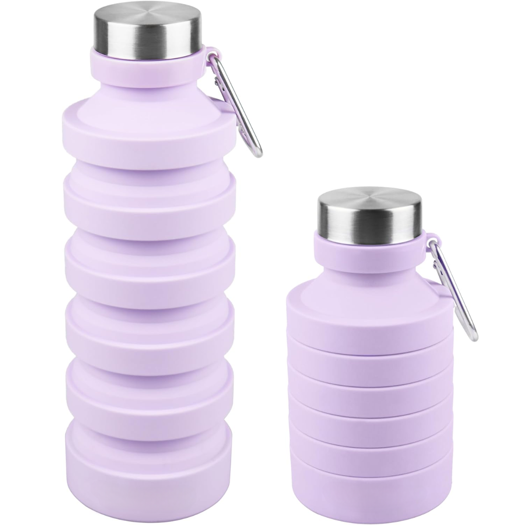 Foldable Shockproof Water Bottle-Purple 800 ml-Nora Luxe