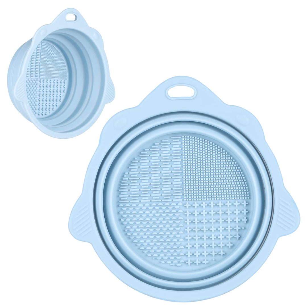 Foldable Silicone Brush Cleaner Bowl-Blue-Nora Luxe