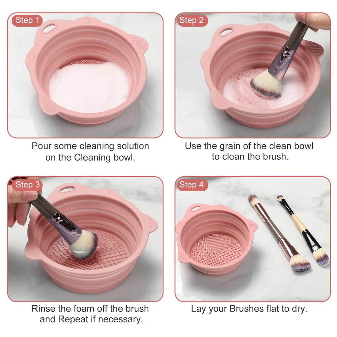 Foldable Silicone Brush Cleaner Bowl-Green-Nora Luxe