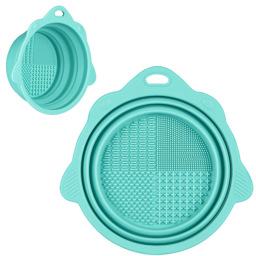 Foldable Silicone Brush Cleaner Bowl-Green-Nora Luxe