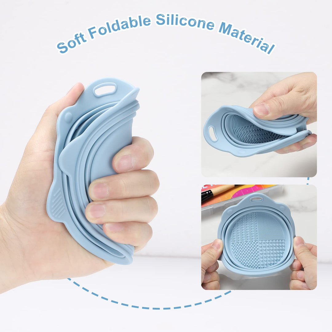 Foldable Silicone Brush Cleaner Bowl-Green-Nora Luxe