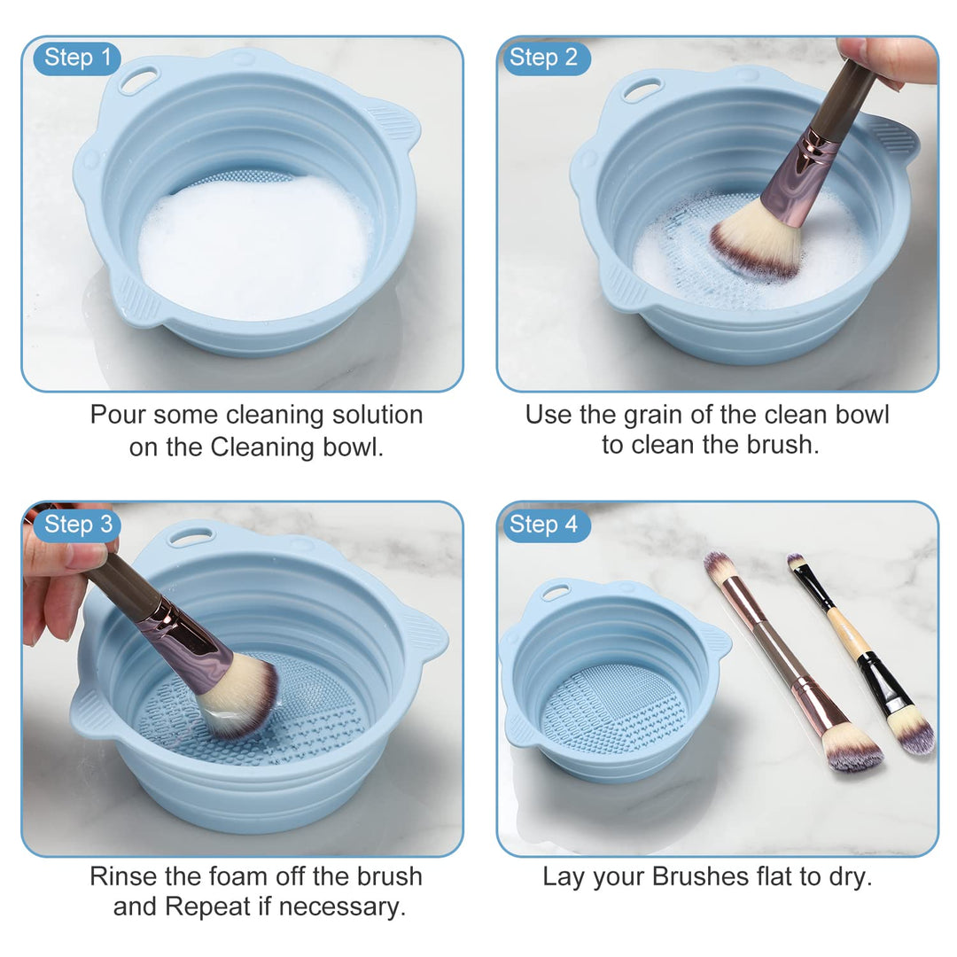Foldable Silicone Brush Cleaner Bowl-Green-Nora Luxe