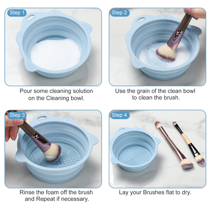 Foldable Silicone Brush Cleaner Bowl-Green-Nora Luxe