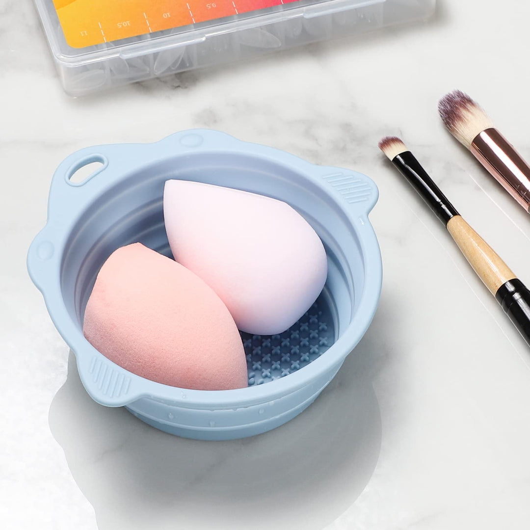 Foldable Silicone Brush Cleaner Bowl-Green-Nora Luxe
