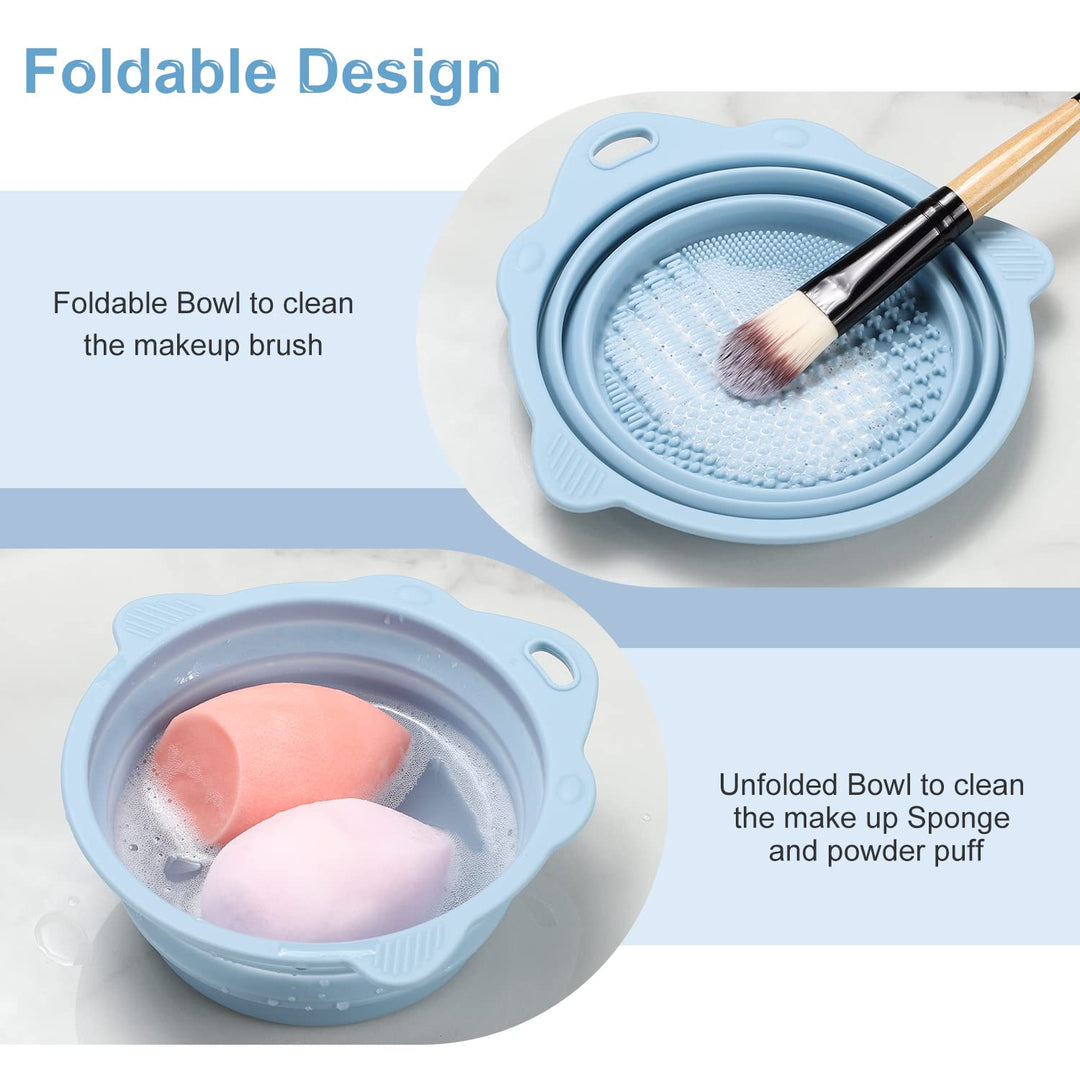 Foldable Silicone Brush Cleaner Bowl-Green-Nora Luxe