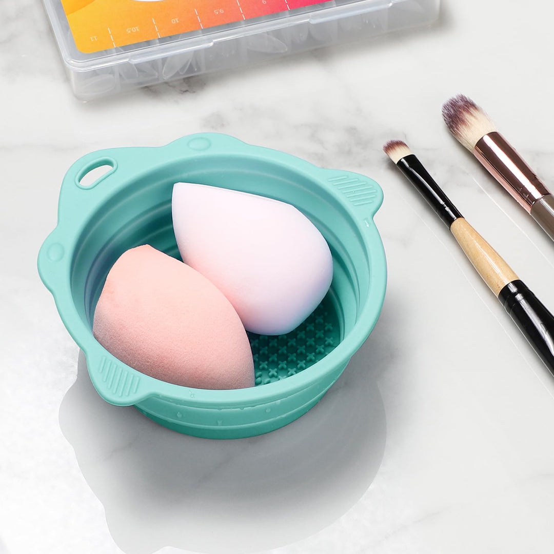 Foldable Silicone Brush Cleaner Bowl-Green-Nora Luxe