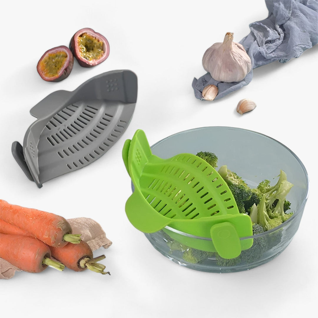 Foldable Silicone Kitchen Colander - FlexiStrain-Gray-Nora Luxe