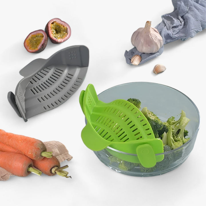 Foldable Silicone Kitchen Colander - FlexiStrain-Gray-Nora Luxe