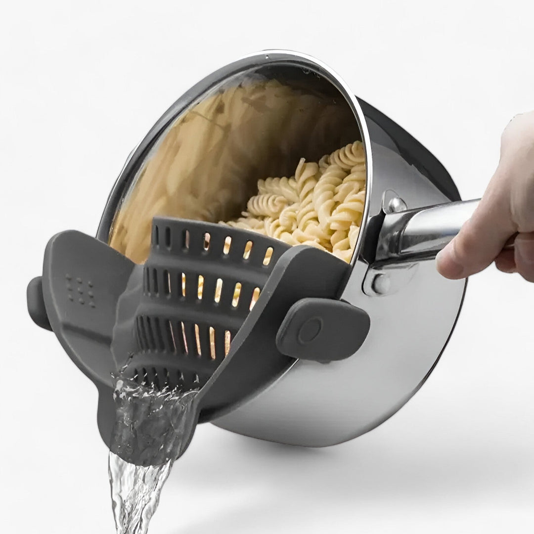 Foldable Silicone Kitchen Colander - FlexiStrain-Gray-Nora Luxe