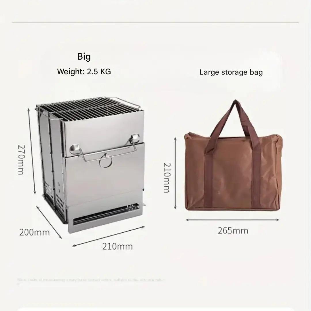 Foldable Stainless Steel Wood Stove - TrailFlame-Medium-Nora Luxe