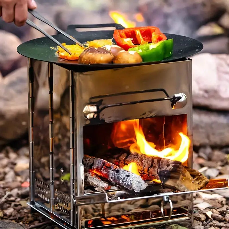 Foldable Stainless Steel Wood Stove - TrailFlame-Medium-Nora Luxe