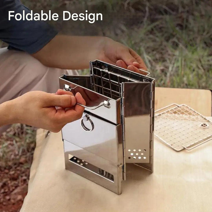 Foldable Stainless Steel Wood Stove - TrailFlame-Medium-Nora Luxe