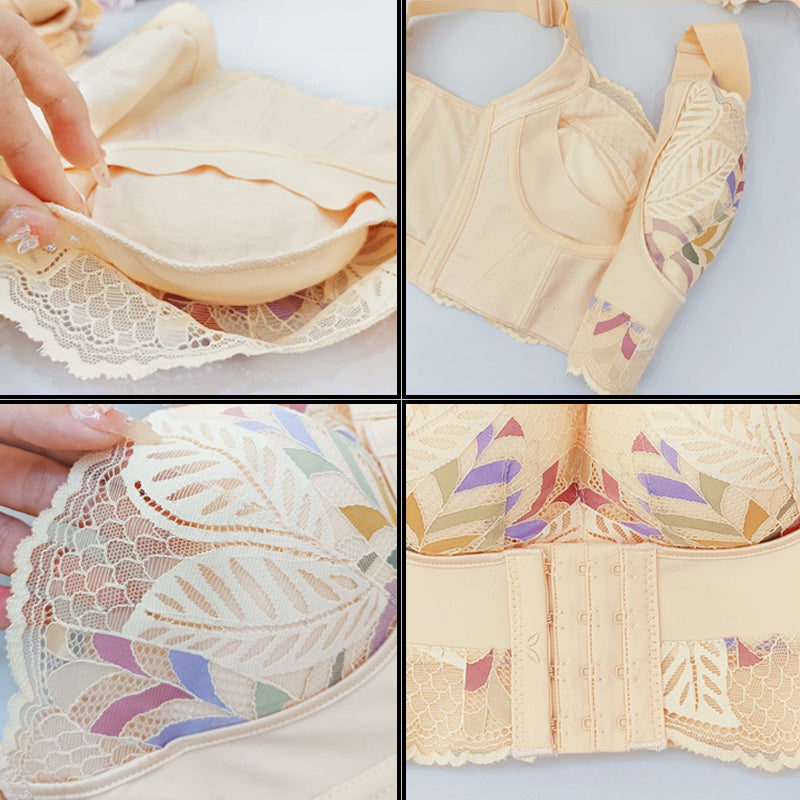 Front closure bra with floral lace - Emilia-Purple-32C-Nora Luxe