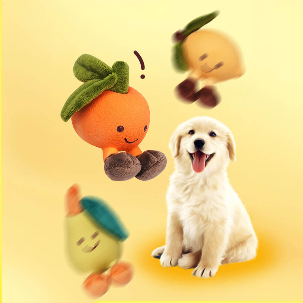 Fruity Dog Squeaky Toy - FruityChew-Orange-Nora Luxe